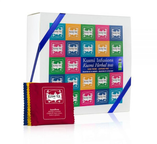 쿠스미 티 - 샘플러 어소트먼트 다양성 박스 남녀 모두를 위한 선물 아이디어 차 녹차 홍차 허브차 백차 9가지 맛 45티백 디스커버리 세트, 쿠스미 허브 차