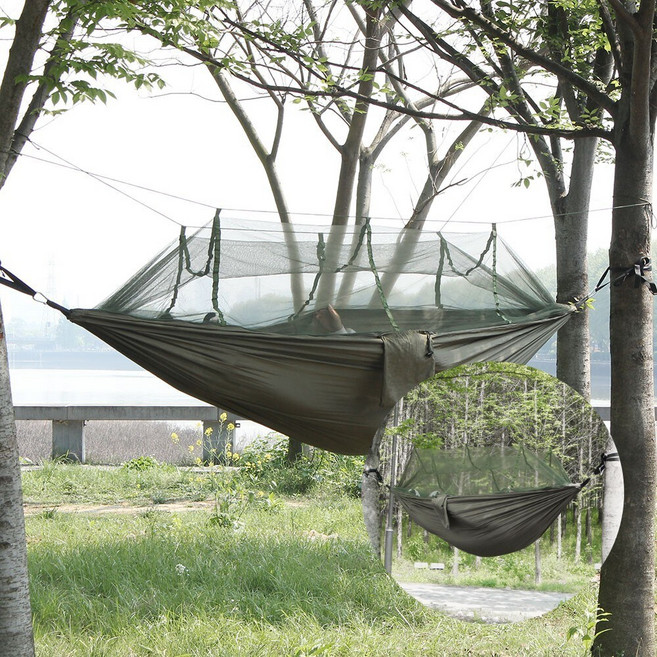 캠핑 모기장 해먹 카키 야외그네