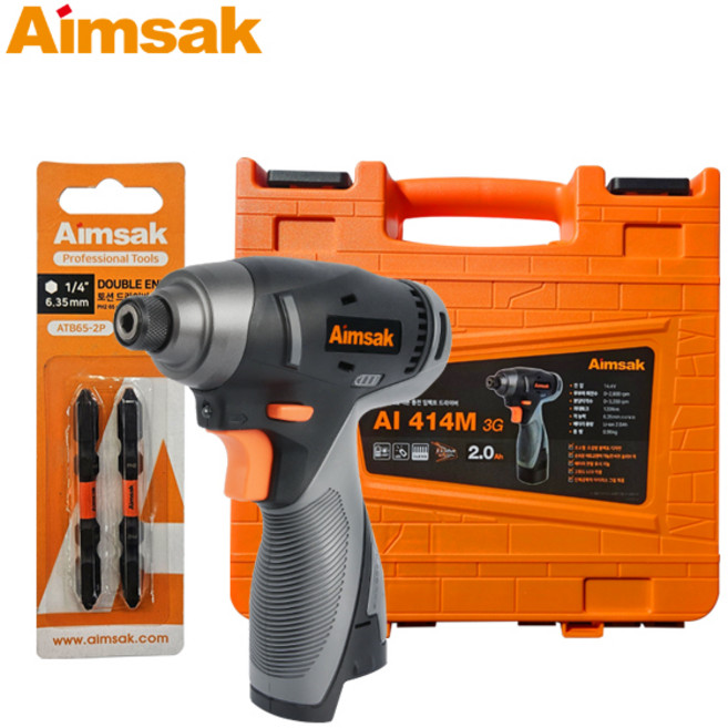 아임삭 임팩드릴 AI414M3G 충전임팩드라이버 비트2개 정품케이스 (배터리X 충전기X)