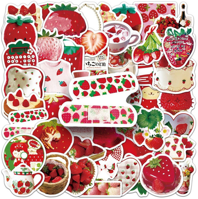 과일스티커 인스 리무버블 캐리어 노트북 여행 가방 감성 꾸미기, 1개, 딸기스티커