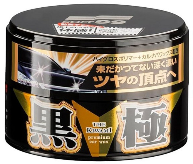 소프트99(SOFT99) 왁스 WAX 검은색 극WAX 고형 200g 자동차 도막 보호 및 광택용 스폰지 00193