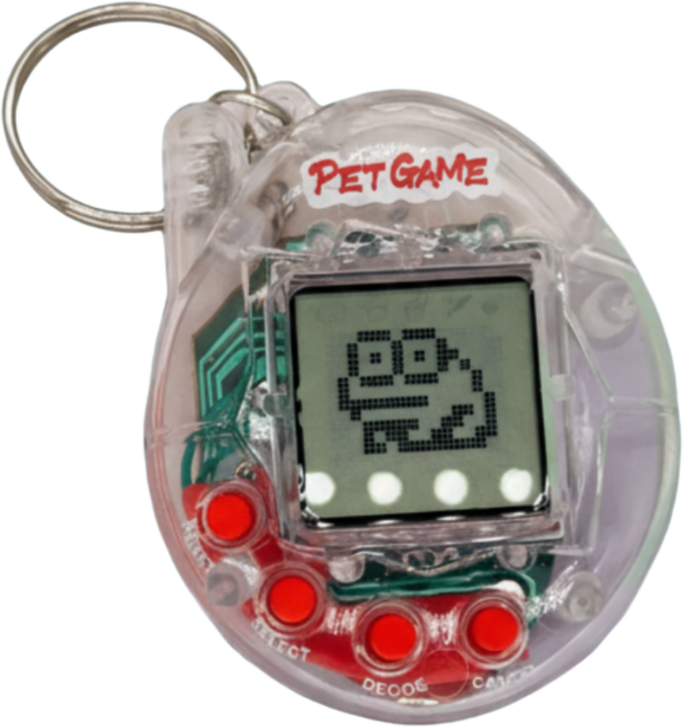 투명 레트로 휴대용 미니 게임기 168종 동물 펫 키우기 Y2K 감성 키링 전자 오락기, 1개