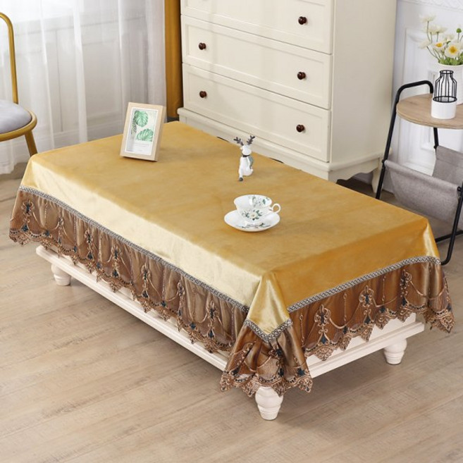 109593 테이블보 러너 유럽식 럭셔리 보 사각테이블보 덮개천 둥근테이블보 긴탁자 식탁보, 노랑, 1개