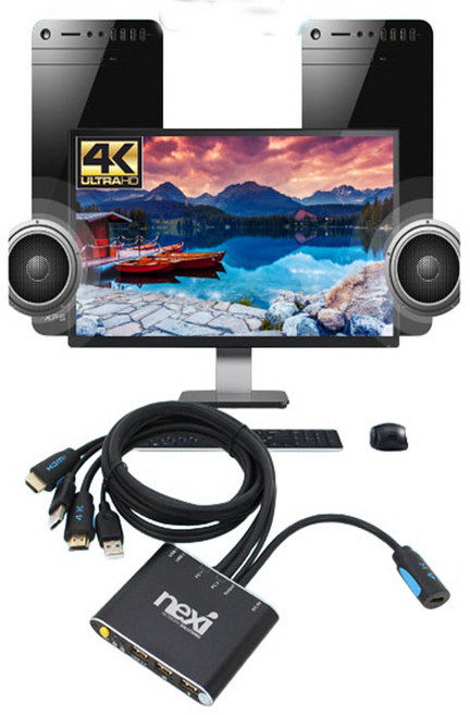 고해상도 KVM스위치 4K HDMI 2포트 USB KVM 컴퓨터 본체2대 EDID 키보드 마우스 모니터 공유기 선택기