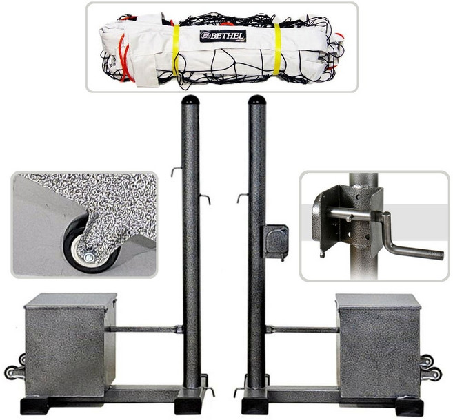국내생산 정식규격 이동식 줄감기 철제 족구용 네트 지주 세트 간편설치 동호회, 1개
