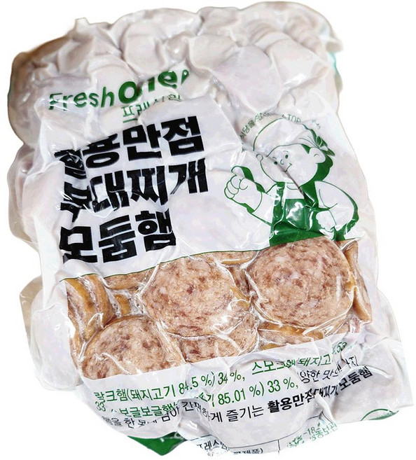 프레시원 부대찌개 모둠 햄 fw 1k x10업소용 식자재 식당용 단체 급식용 식재료 대용량, 10개, 1kg