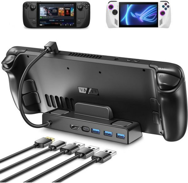iVoler 도킹 스테이션 Steam Deck ROG Ally용 HDMI 2.0 4K 60HZ 5 in 1 허브 Deck Dock PD 3.0 고속 충전 지원 3 USB A 및, 1개