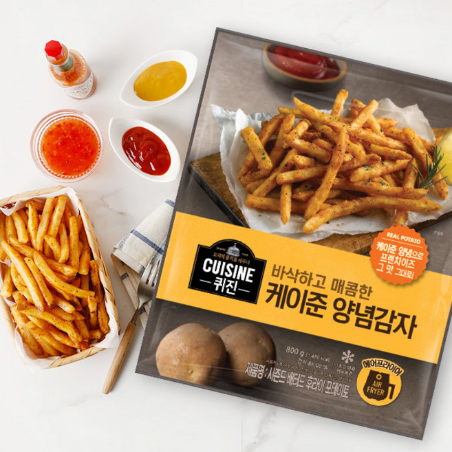 동원 퀴진 양념감자 800g/냉동 에어프라이어 스파이시 케이준 양념 프랜차이즈 감자튀김 맥주안주 호프 홈파티음식 간식 야식, 800g, 1개