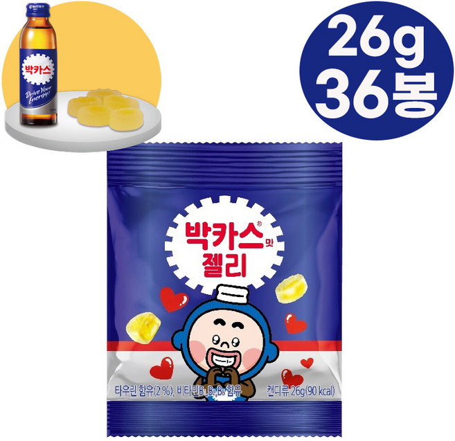 타우린 함유 박카스 맛 젤리 오리지널맛 포켓사이즈 26g 36봉, 312g, 3박스