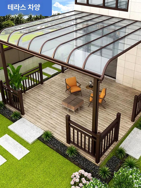 렉산 야외 파고라 조립 처마 캐노피 발코니 농막 어닝 썬룸 조립식 차양막, 테라스 정원 캐노피