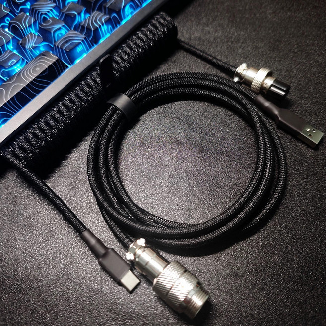 ZOZOFO 기계식 키보드 항공 케이블 USB to C타입 고속 충전 데이터 케이블, 1개, 블랙, 3m