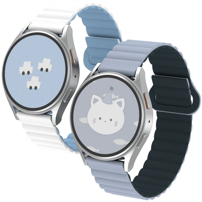 아이메이드잇 갤럭시워치 호환 실리콘 마그네틱 스트랩 밴드 2개입 세트, 12. 화이트 + 그레이