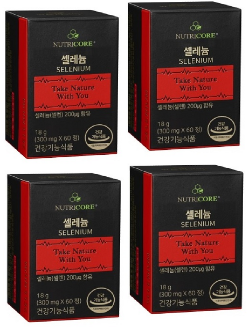 뉴트리코어 셀레늄 60정 x 4개 식약처 항산화 고용량 고함량 유기 셀레늄 셀렌 영양제