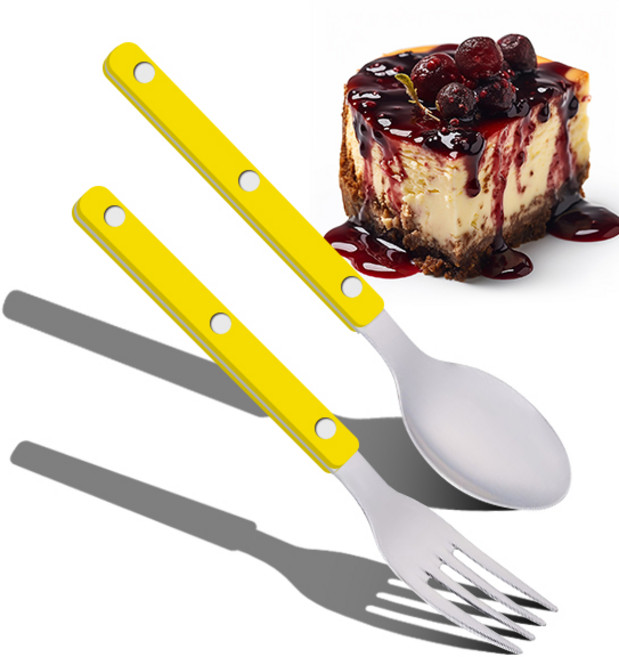 [트리니체] SABRE PARIS 사브르 비스트로 샤이니 커트러리, 옐로우(티스푼+케이크포크), 1세트