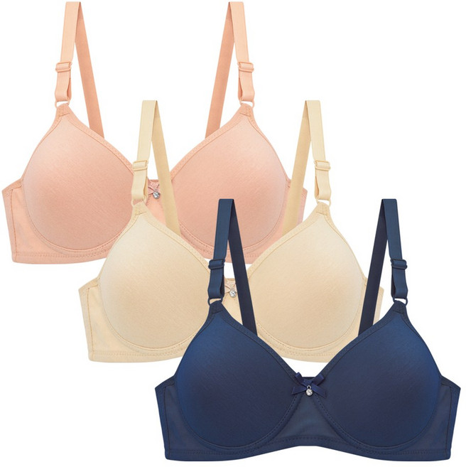 순면 노와이어 브라 3개세트 와이어리스 여성브라 몰드