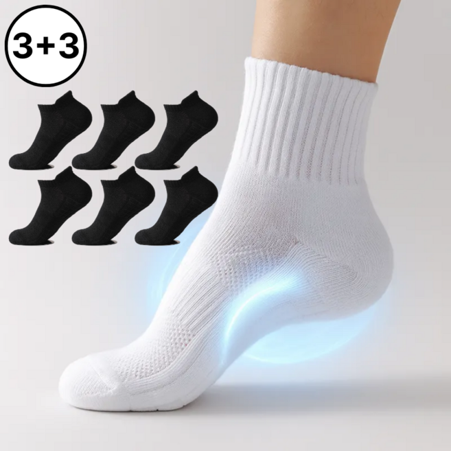 커넥트홈 족저근막염 양말 푹신한 스포츠 쿠션 양말 3+3켤레