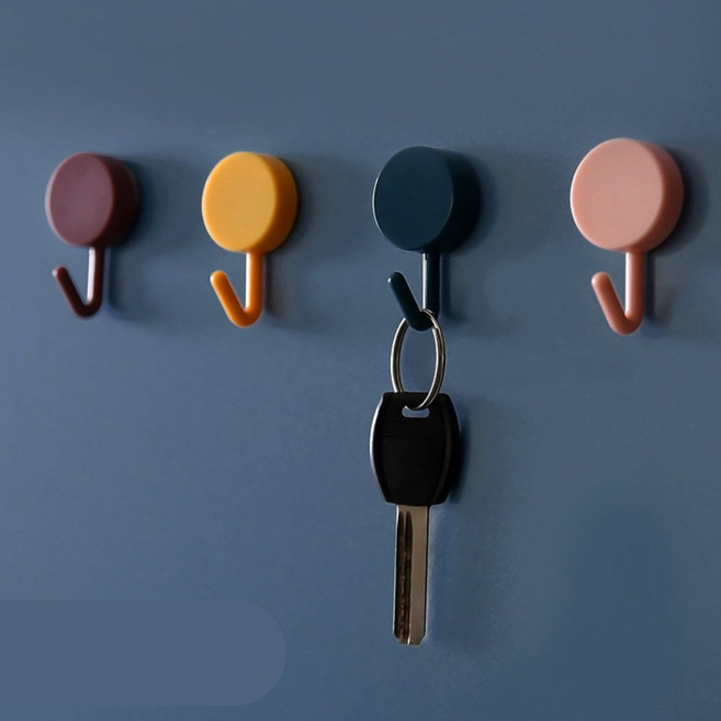 현관문 자석 마스크걸이 접착식 벽에 붙이는 도어 벽 냉장고 차키 키 열쇠 모자 보관 고리 후크, 심플후크 접착형, 블랙, 1개