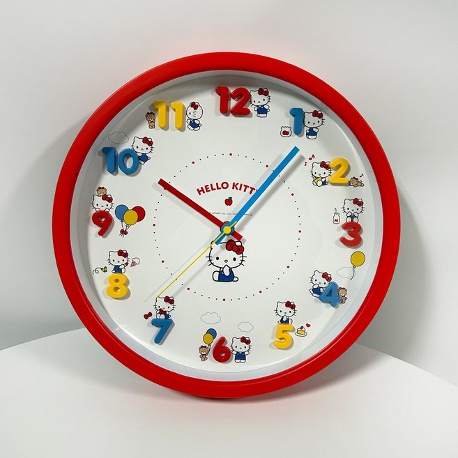 일본 산리오 정품 헬로키티 벽시계 무소음, 레드