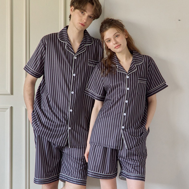 마리끄 브리즈라인 남성 여성 커플 스트라이프 잠옷