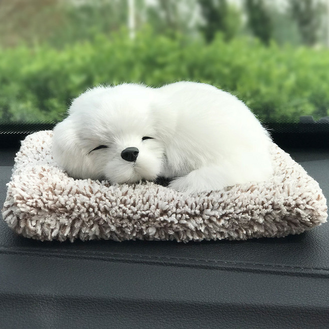 차량용 잠자는 강아지 인형 고양이 탈취 인형, 1개, 선택1 미니 사모예