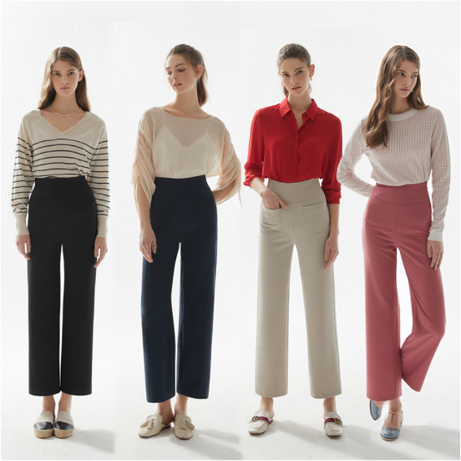 [도티] [1+1+1+1] 여성 쫀쫀 세미와이드 팬츠 4종(PIWW)