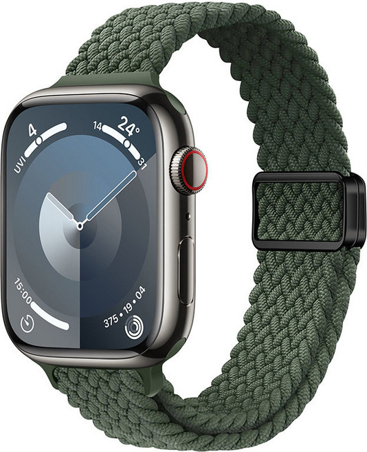 Fegwilde 애플워치 호환 슬림 마그네틱 브레이드 스포츠 루프 스트랩11 10 9 8 7 6 5 4 3 2 1 SE2/3 Ultra2/3, 올리브그린