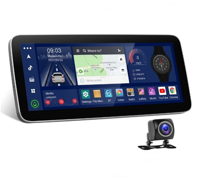 Podofo 2딘 12.3인치 와이드 무선 카플레이 안드로이드오토 GPS 네비게이션 8코어 CPU 2GB 32GB 메모리 후방카메라