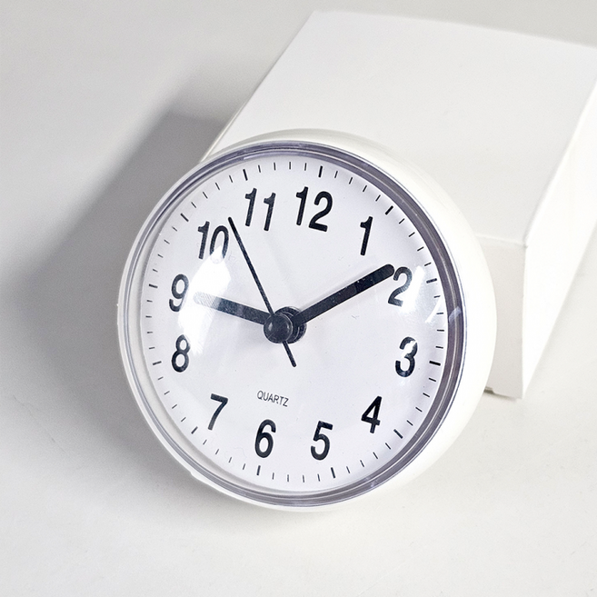 욕실용 무소음 벽시계 흡착 방수 화장실 시계, 방수시계(그레이)