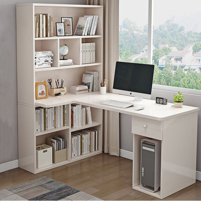 멀티수납 게이밍 컴퓨터 사무용책상 파티션 책꽂이 일체형 학생 공부 책상, 화이트(A)