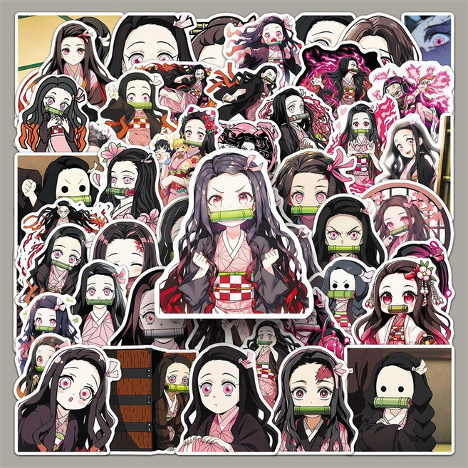 번블랙 귀멸의칼날 귀칼 데몬슬레이어 캐릭터 굿즈 스티커 폰꾸 다꾸 다이어리 휴대폰 노트북 캐리어, 1세트, 네즈코A