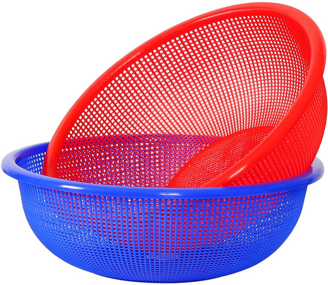 지오리빙 플라스틱 원소쿠리 원형 채반 바구니 과일 야채 업소용 식당, 블루, 1개