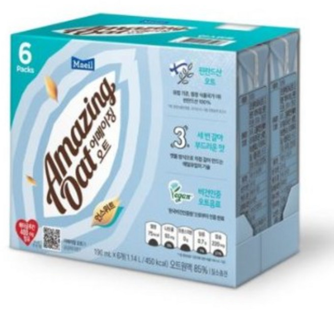 매일유업 어메이징 오트 언스위트 두유, 12개, 190ml