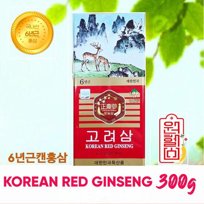 6년근 캔홍삼 300g 대편 11뿌리 ~20뿌리사이 정농인삼영농조합법인, 1개