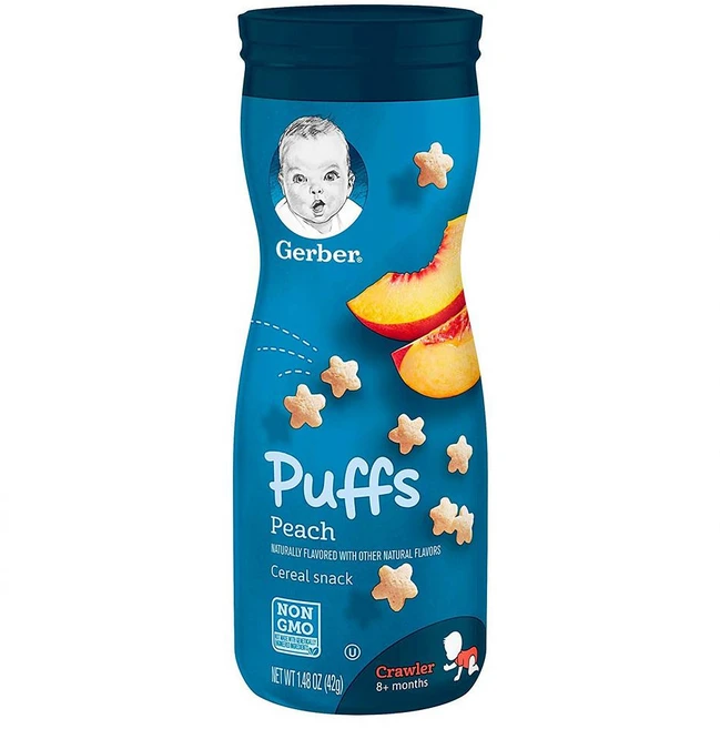 거버 시리얼 스낵 어린이퍼프 42g, 6개, 복숭아(Peach) - 쿠팡