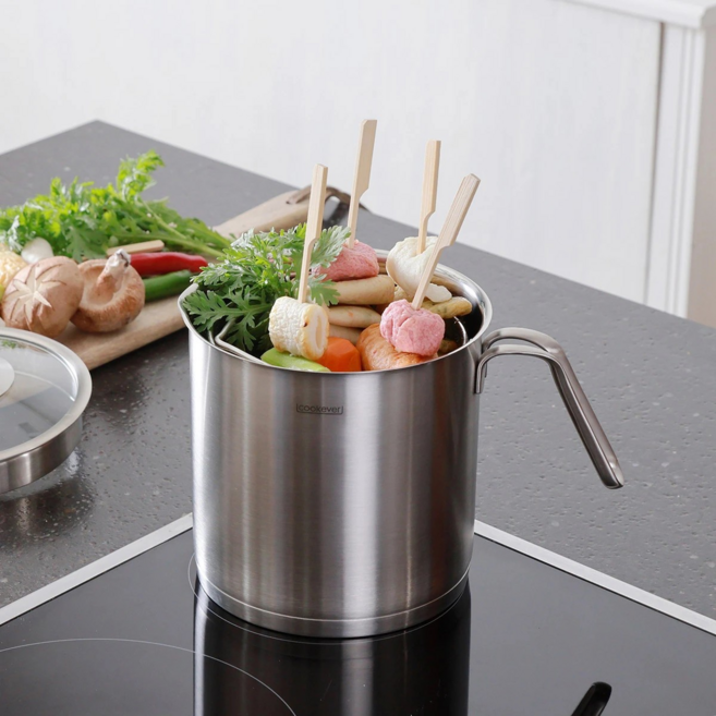 스테인리스 멀티 파스타 냄비 16cm (바스켓 포함) / 국수 찜 냄비 / 3중 바닥 인덕션 가능, 1개, 스틸