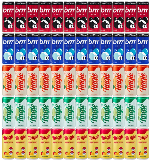 일화 롱캔 부르르 팅글 탄산음료 5종 12개씩 혼합세트(제로콜라+제로사이다+오렌지+청사과+레몬애사비소다), 60개, 250ml