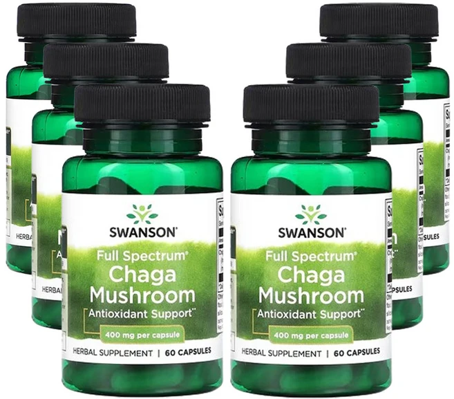 스완슨 풀스펙트롬 차가버섯 400mg 캡슐 60 정, 6개, 60정 - 쿠팡