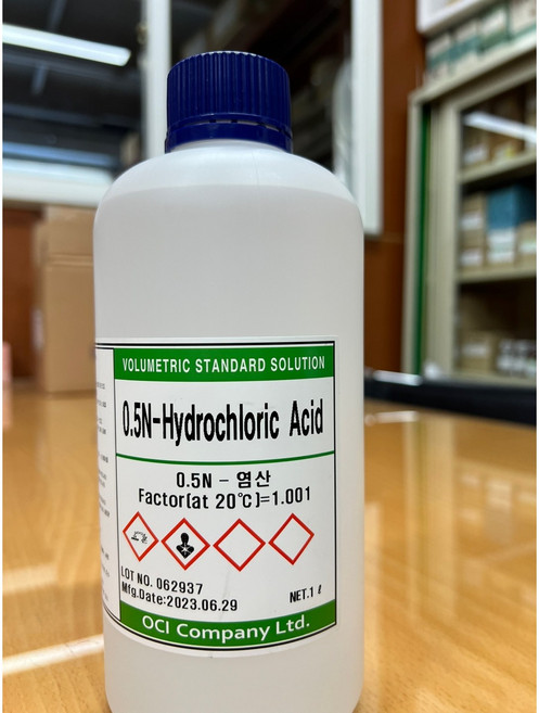 0.5N 염산 시약 0.5N Hydrochloric acid 7647-01-0, 1개, 1L