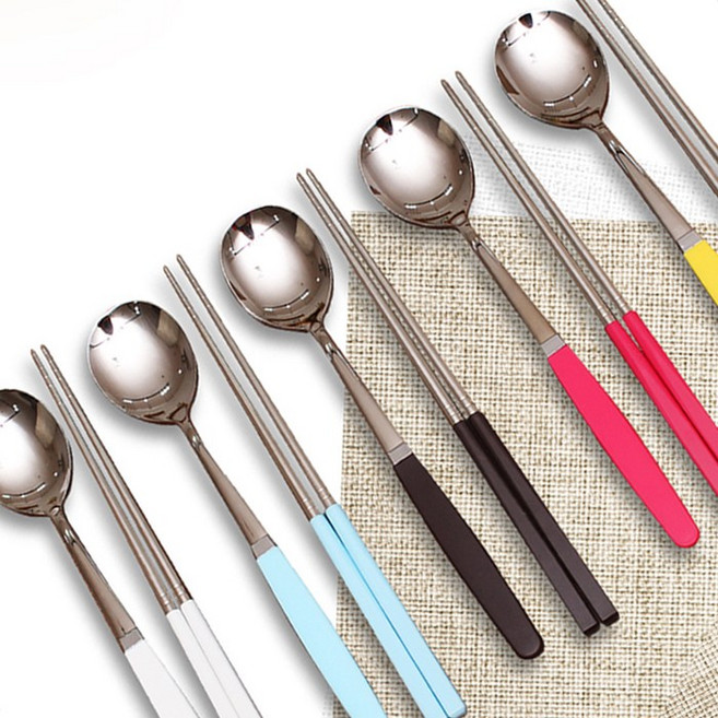 [마호커트러리]성인용 한식수저 2종세트(숟가락 젓가락), 스카이블루, 1개