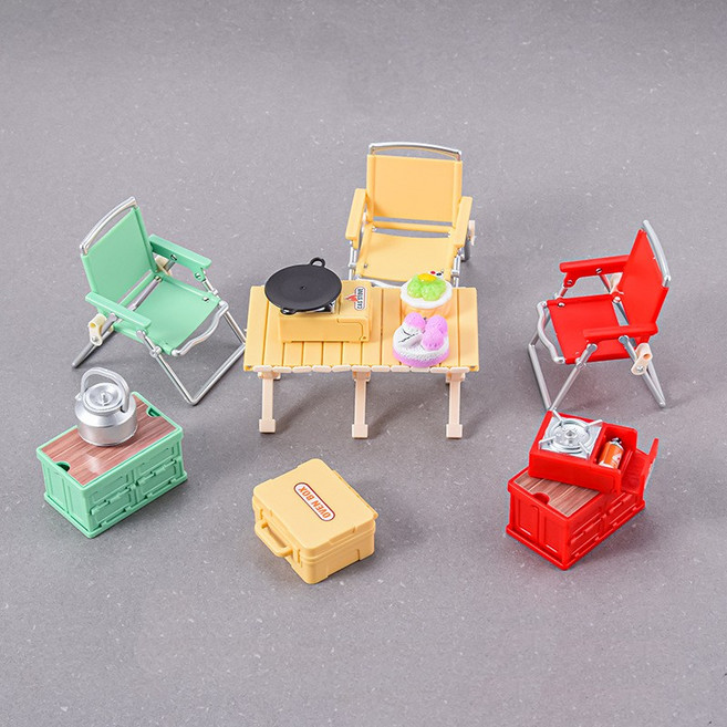 DIY 미니어처 캠핑용 의자 테이블 조립 장난감 만들기 어린이 놀이, 1박스, 옐로우