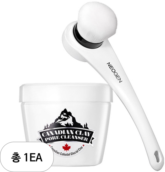 네오젠 캐네디언 클레이 빙하토 모공 팩 클렌저 120g+브러쉬 기획세트, 1세트