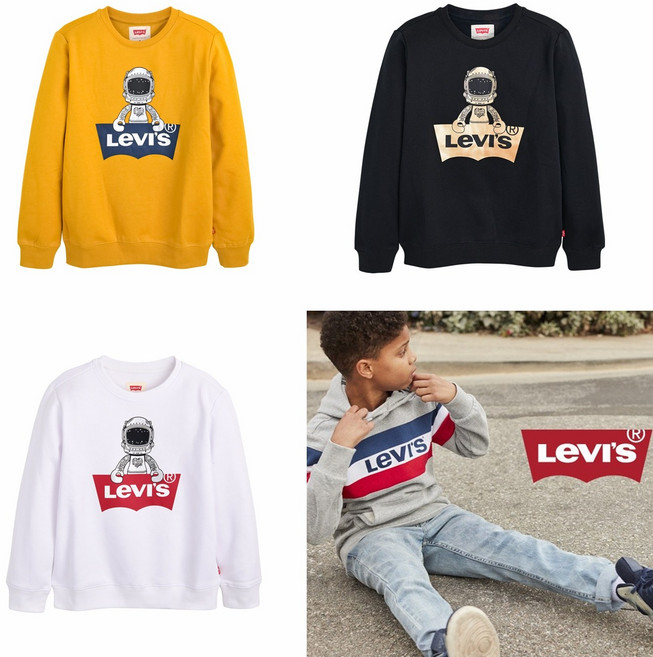 [리바이스키즈] 50%세일 배트윙과 우주인 그래픽이 전면에 프린트된 280G 플리스 풀오버