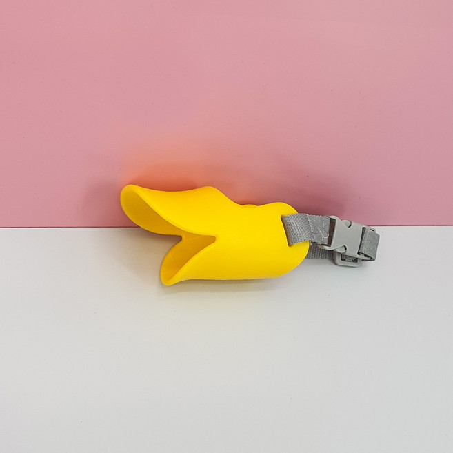 위시월드 강아지 실리콘 입마개 짖음방지, 옐로우, 1개, S