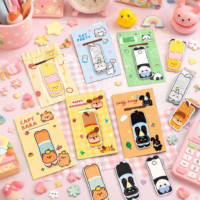 애니멀 마그네틱 북마크 자석 북스토퍼 책갈피 북클립 단체선물, 랜덤