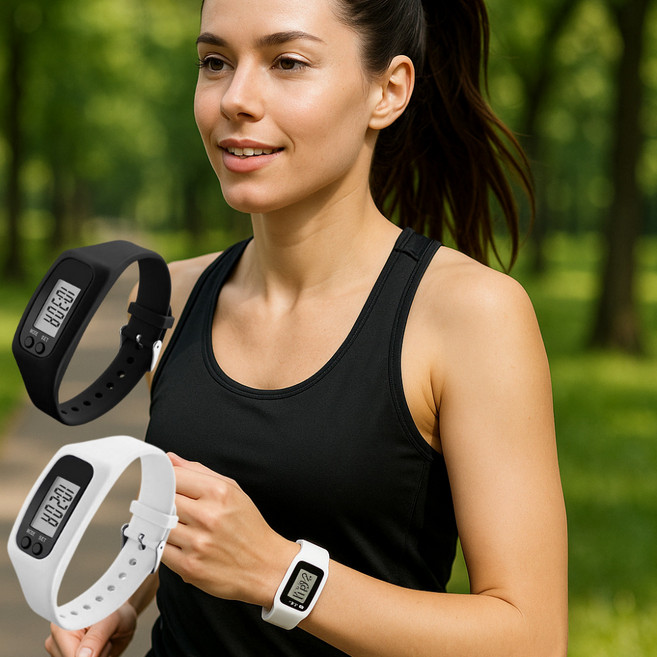 킹클락 디지털 러닝 건강 만보기 손목시계, 1개, 블랙