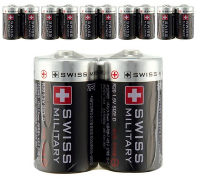 스위스밀리터리 망간 건전지 D형, 2개입, 18개