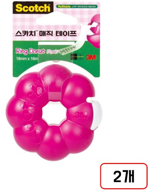 3M)매직테이프(링도넛), 2개, 라즈베리/M320143