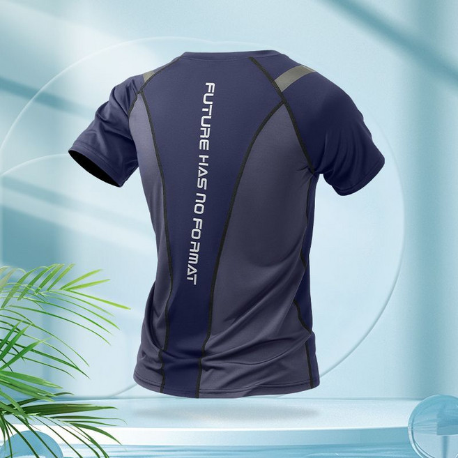 男士防曬速乾泳衣上衣, 1個, J78藍色泳衣【清爽速干】XL 【推薦120-140斤】