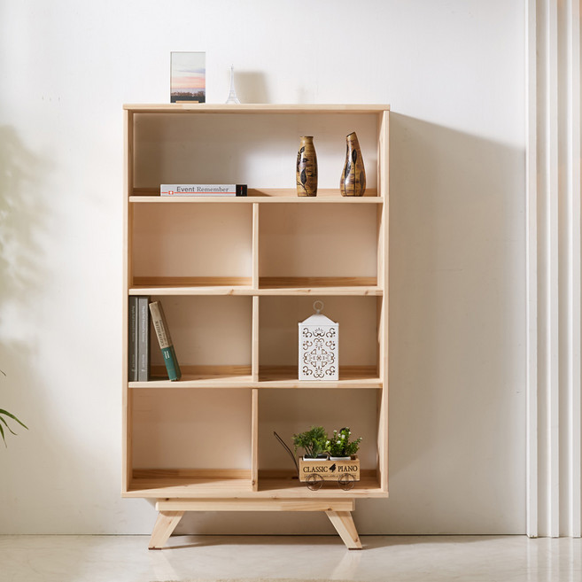 [에보니아] 우디 800 4단 삼나무 원목 책장, 내추럴
