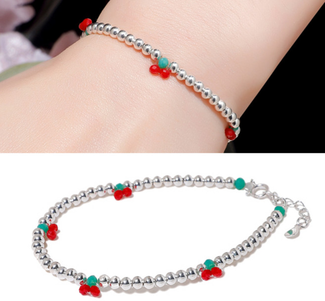 B3922 비즈 체리은팔찌